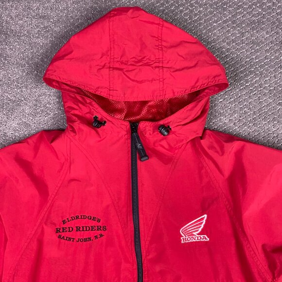 Honda Red Riders Club Anorak Windbreaker Jacket Men's Medium EZEM  System Hooded - Picture 3 of 16
